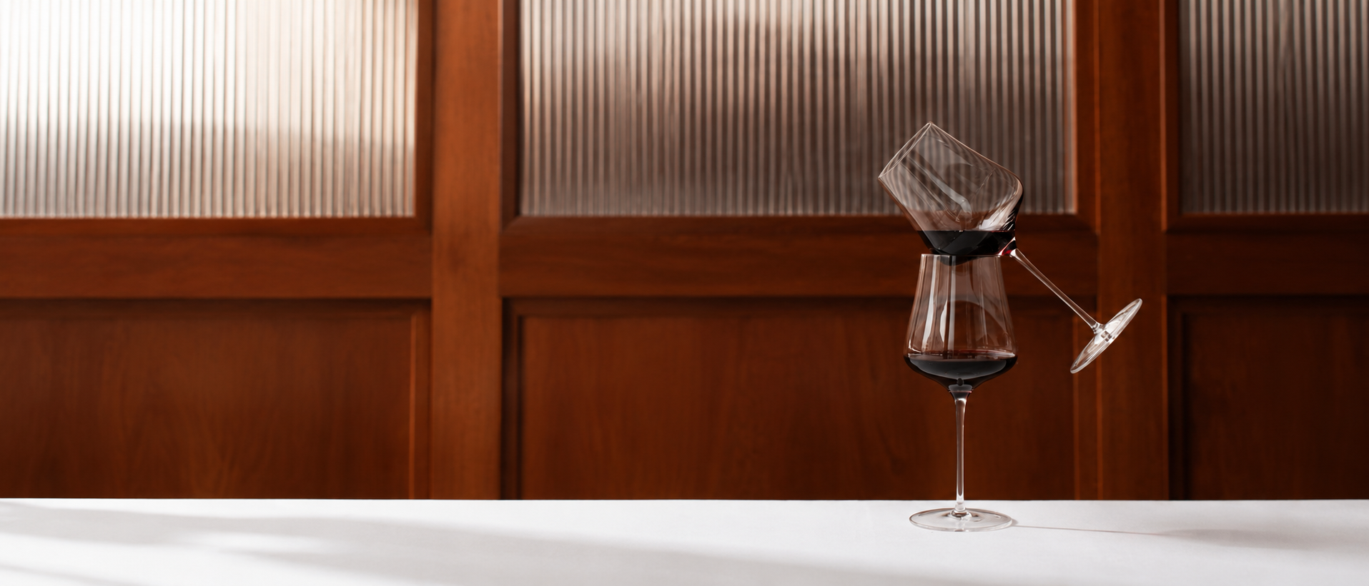 Elegant glassware prepared for an evening gathering