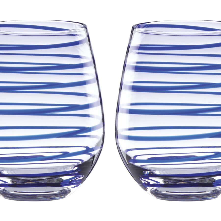 Striped Stemless Wine Glasses - Set of 2