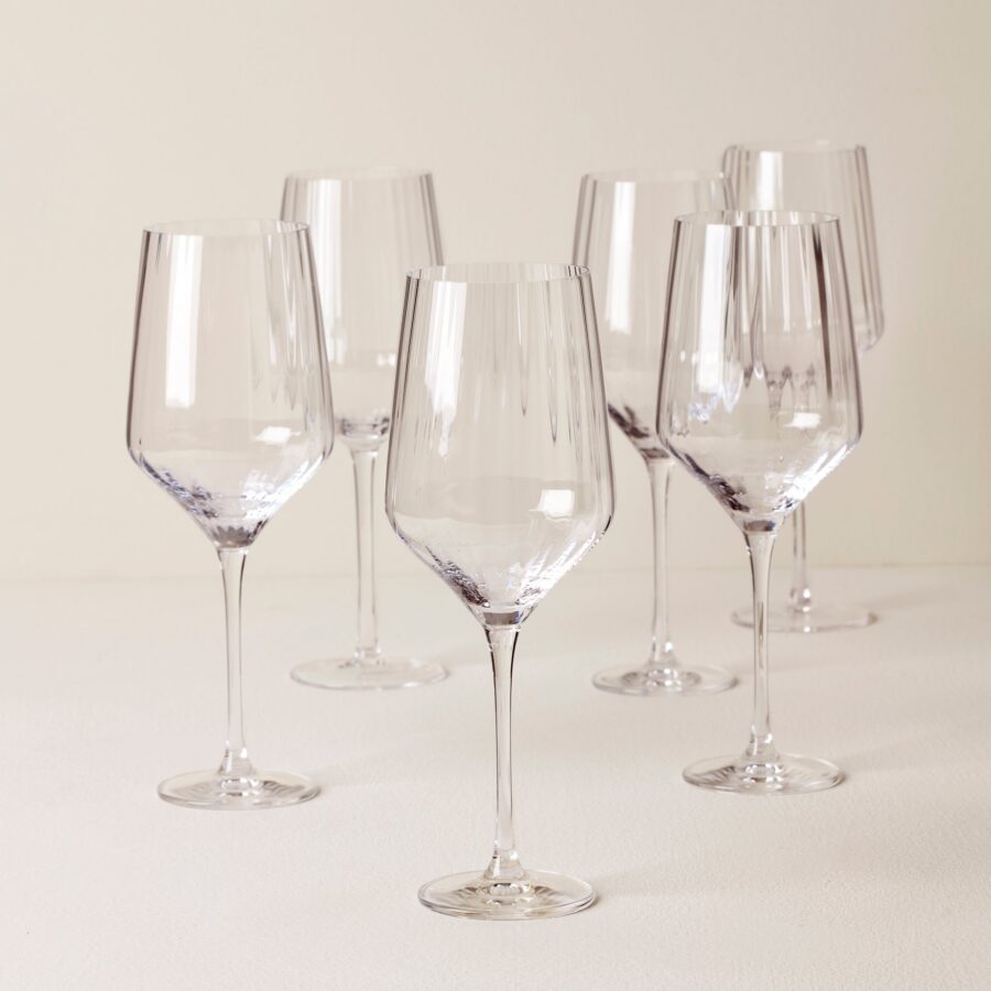 Angled Optic Wine Glasses - Set of 6