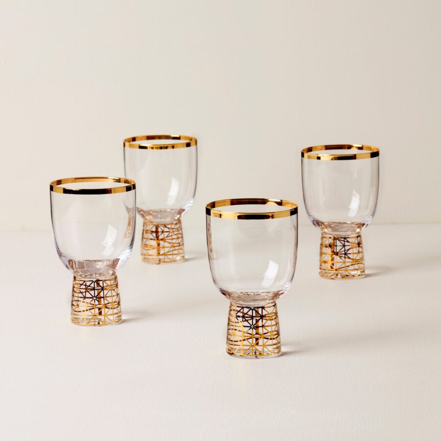 Gold Frost Wine Glasses - Set of 4