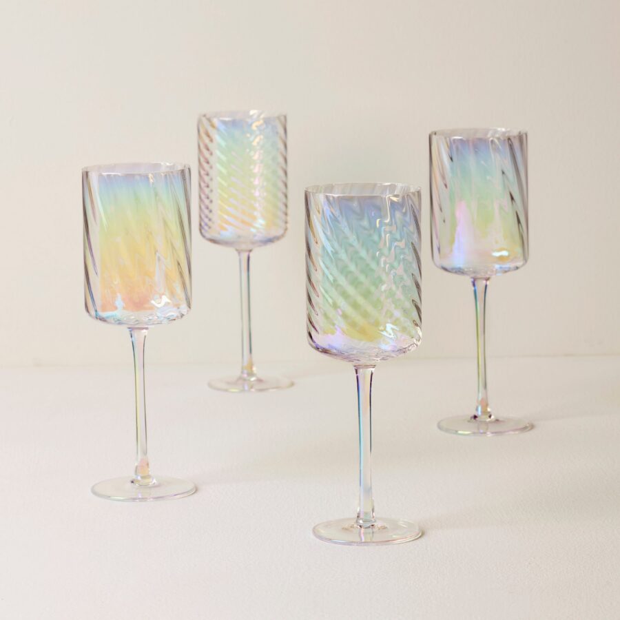 Iridescent White Wine Glasses - Set of 4