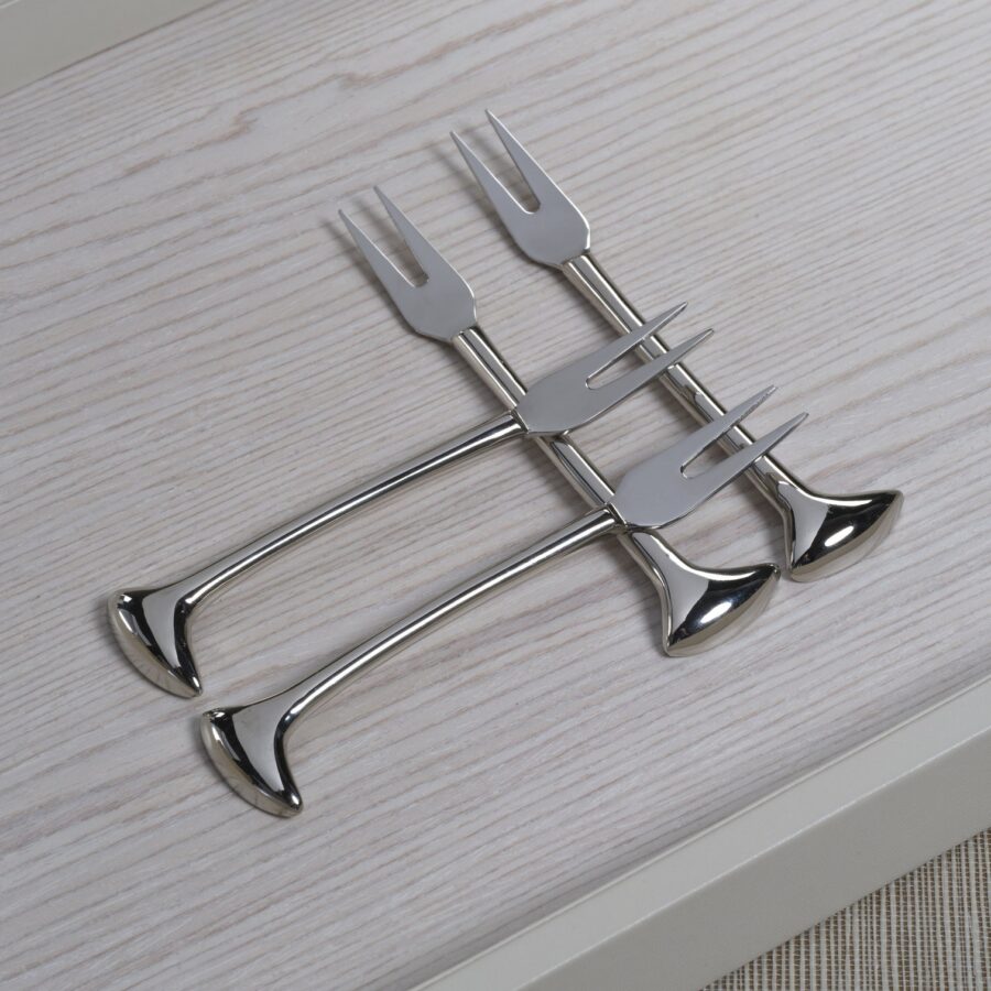 Nickel Cheese and Cocktail Forks Set of 4